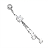 Piercing con zircone e catenina in Titanio G23 - Piercing per ombelico
