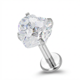Piercing con cuore di zircone in Titanio G23- Piercing per Lobo, helix, conch, flat