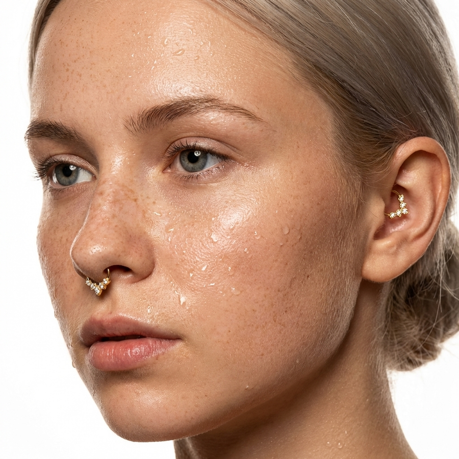 Piercing con zirconi in Titanio G23 - Perfetto per lobo, helix, septum, daith