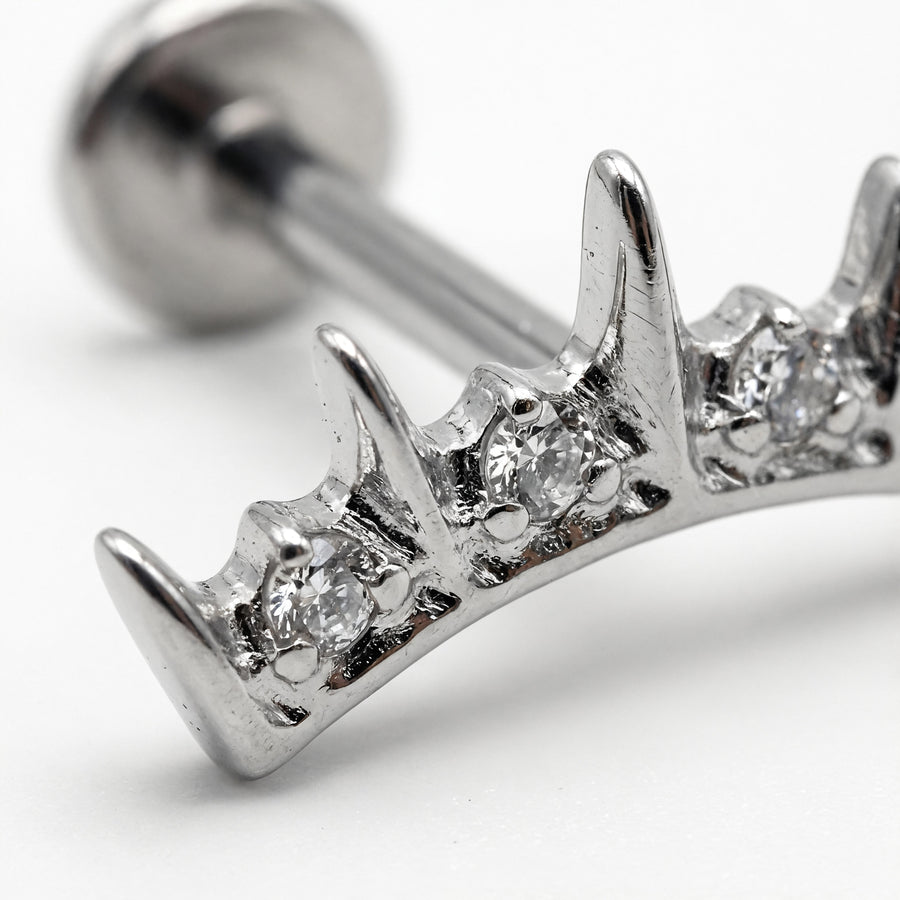 Piercing con corona di zirconi in Titanio G23- Piercing per Lobo, helix, forward helix, conch, flat, tragus