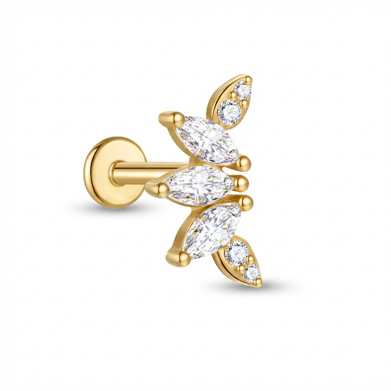 Piercing con zirconi in Titanio G23- Piercing per Lobo, helix, forward helix, conch, flat, tragus
