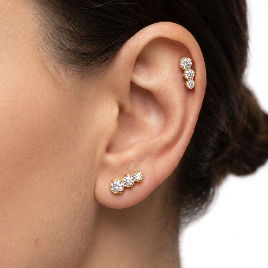 Piercing con zirconi in Titanio G23- Piercing per Lobo, helix, forward helix, conch, flat, tragus