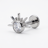Piercing con sole e zircone in Titanio G23 - Piercing per lobo, helix, forward helix, conch, flat, tragus