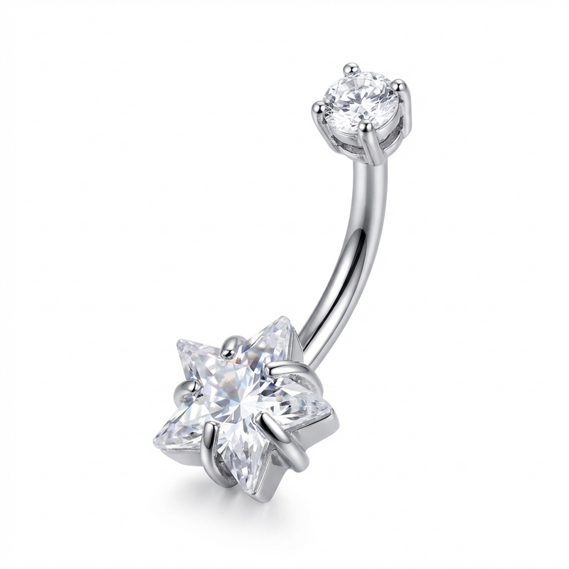 Piercing con zircone a stella in Titanio G23 - Piercing per ombelico