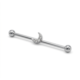 Piercing Barretta Industrial con Palline e Luna Zirconata