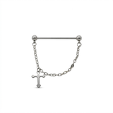 Barbell Industrial in Acciaio Chirurgico 316L con Catenina e Croce Pendente