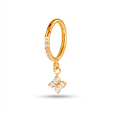 Cerchietto zirconato con fiore pendente in Titanio - Piercing per orecchio
