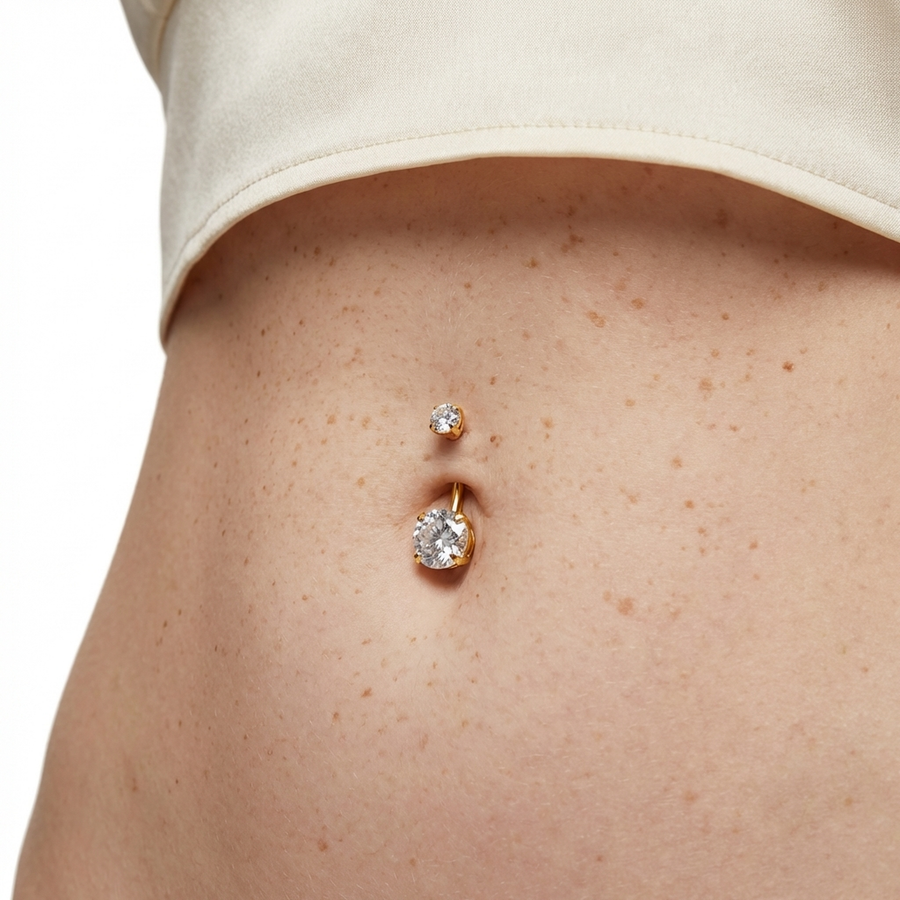 Piercing con zirconi in Titanio F136 - Piercing per ombelico