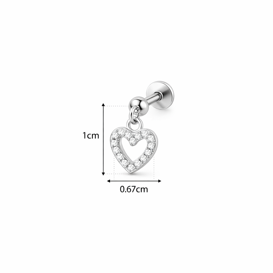 Piercing con cuore e pendente in Titanio - Piercing per orecchio