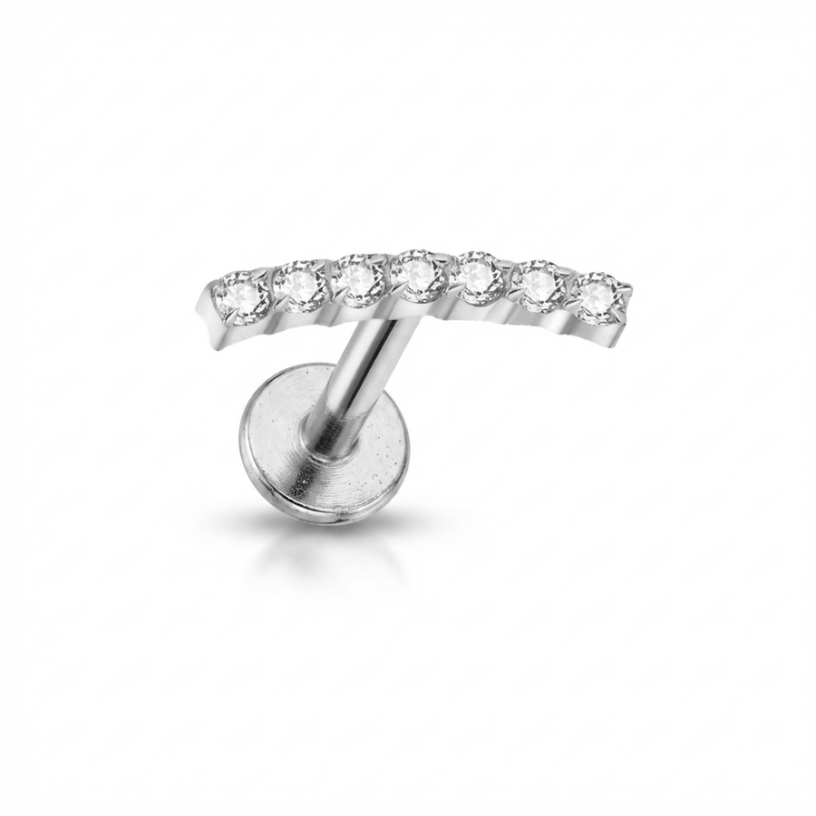 Piercing con corona di zirconi in Titanio G23- Piercing per Lobo, helix, forward helix, conch, flat, tragus