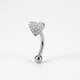 Piercing con cuore zirconi in Titanio G23 - Piercing per Rook e Snug