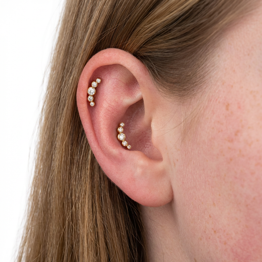Piercing con zirconi in Titanio G23- Piercing per Lobo, helix, conch, flat