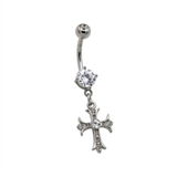 PIERCING OMBELICO CON ZIRCONE E CROCE