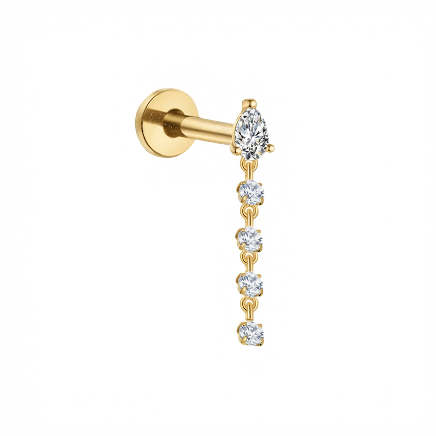 Piercing con zirconi pendenti in Titanio G23- Piercing per Lobo, helix, flat