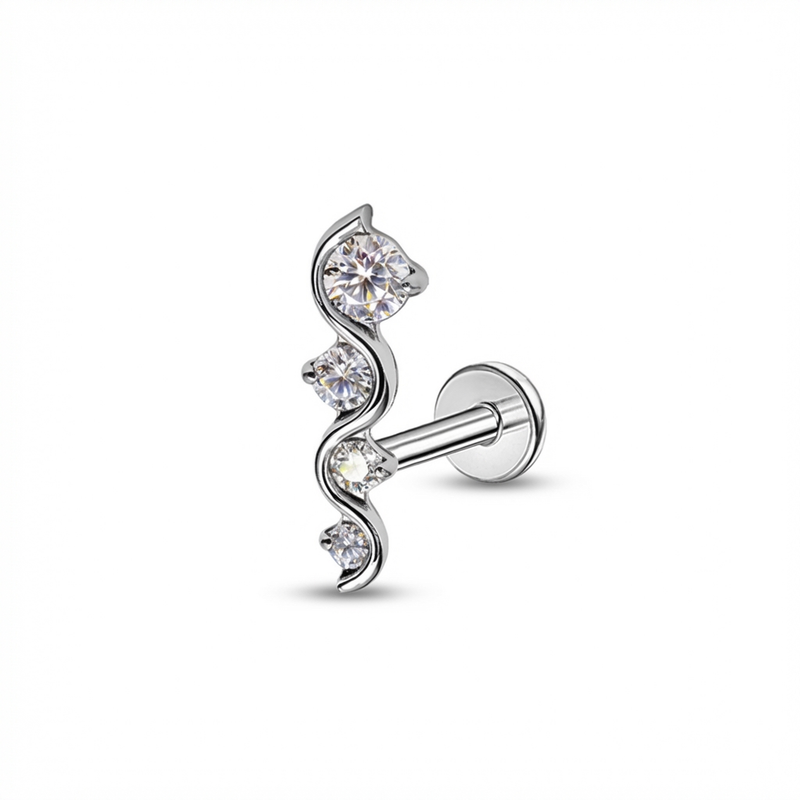 Piercing con zirconi in Titanio G23 - Piercing per lobo, helix, forward helix, conch, flat, tragus
