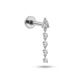 Piercing con zirconi pendenti in Titanio G23- Piercing per Lobo, helix, flat