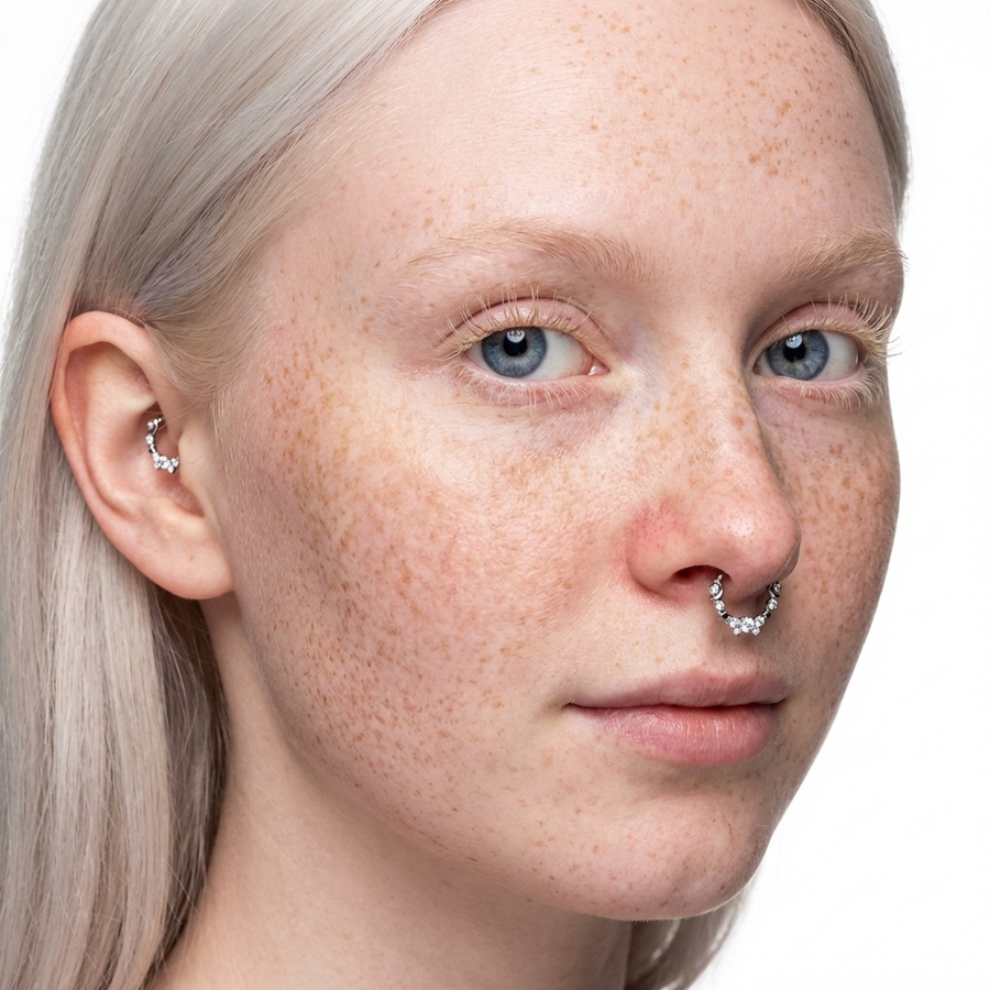 Piercing con zirconi in Titanio G23 - Piercing per Lobo, helix, daith, septum