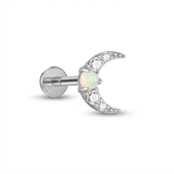 Piercing con mezza luna di zirconi in Titanio G23- Piercing per Lobo, helix, forward helix, conch, flat, tragus