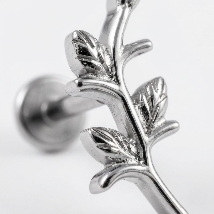 Piercing con ramoscello in Titanio G23- Piercing per Lobo, helix, forward helix, conch, flat, tragus