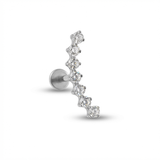 Piercing con coroncina zirconi in Titanio G23- Piercing per Lobo, helix, forward helix, conch, flat, tragus