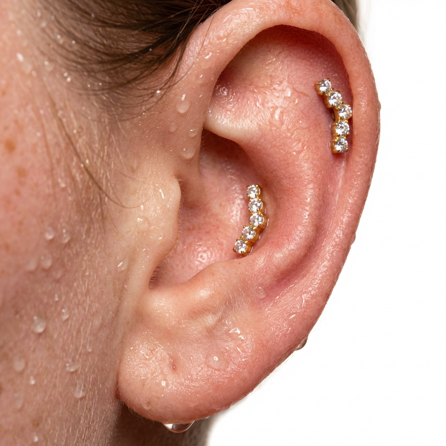 Piercing con zirconi in Titanio G23- Piercing per Lobo, helix, forward helix, conch, flat, tragus