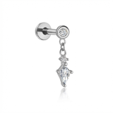 Piercing con zirconi pendenti in Titanio G23- Piercing per Lobo, helix, forward helix, flat