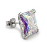 ORECCHINO CON BRILLANTINO QUADRATO IN ARGENTO