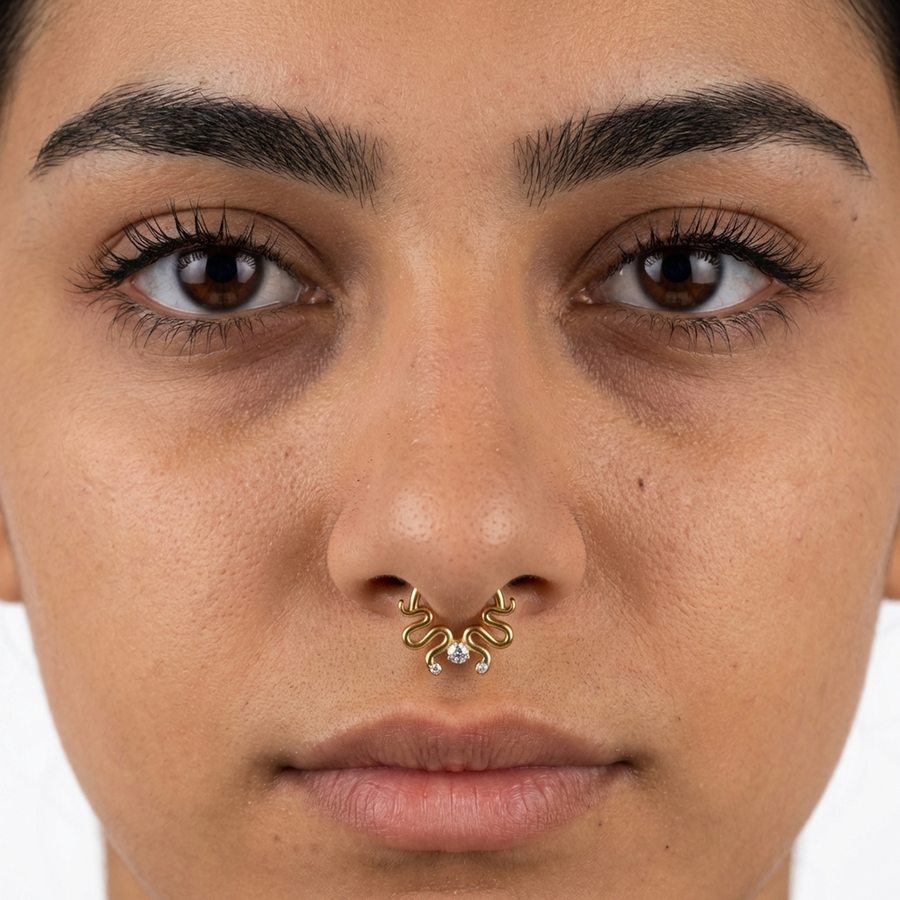 Piercing con serpentini e zircone Titanio G23 - Piercing per Lobo, helix, daith, septum