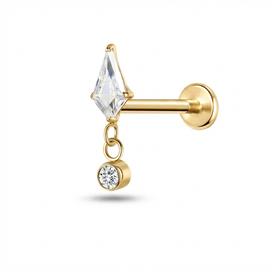 Piercing con zirconi in Titanio G23- Piercing per Lobo, helix, forward helix, flat, tragus