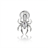 Piercing con ragno e zircone in Titanio G23 - Piercing per lobo, helix, forward helix, conch, flat, tragus