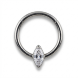 Piercing con zircone a goccia in Titanio G23 - Piercing per Lobo, helix, daith, septum