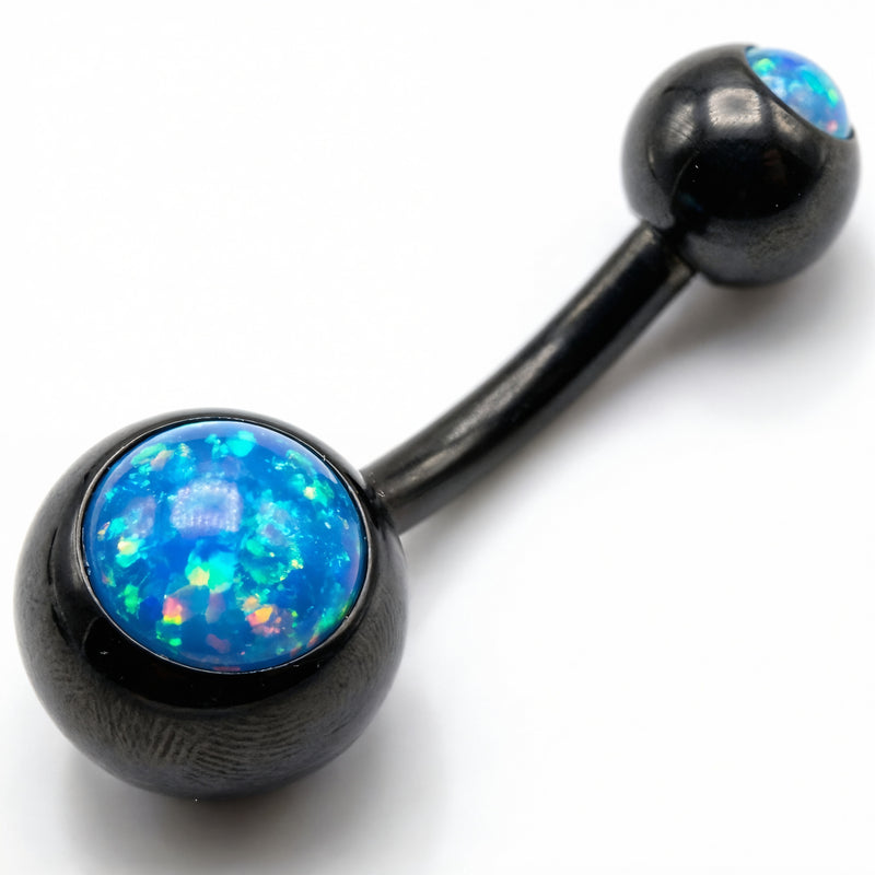 Piercing con nero con pietra multicolor in Titanio G23 - Piercing per ombelico