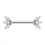 Piercing con tre zirconi in Titanio G23 - Piercing per Nipple
