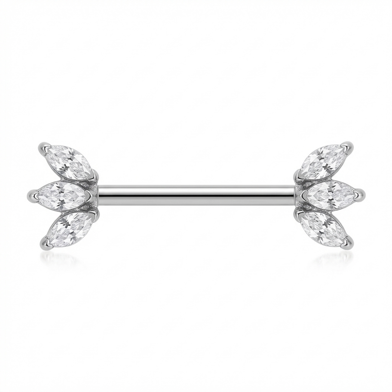 Piercing con tre zirconi in Titanio G23 - Piercing per Nipple