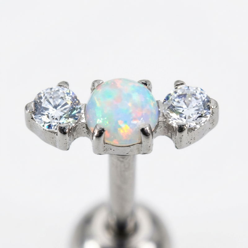 Piercing con zirconi in Titanio G23- Piercing per Lobo, helix, forward helix, conch, flat, tragus