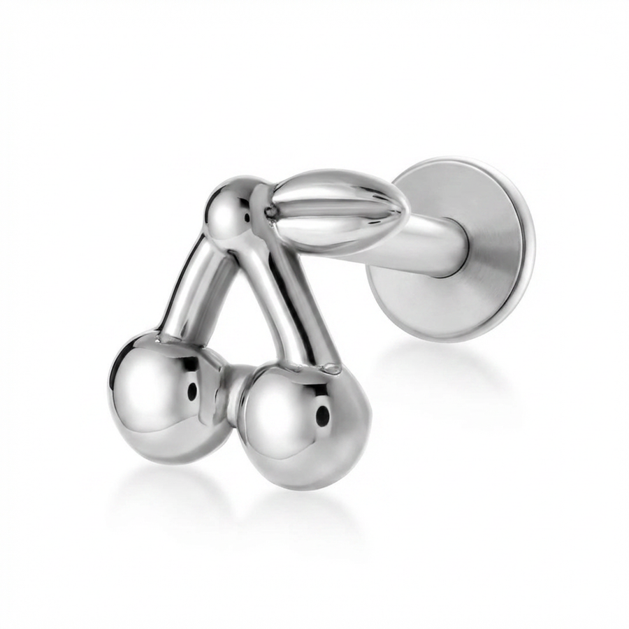 Barretta con ciliegie in Titanio - Piercing per orecchio