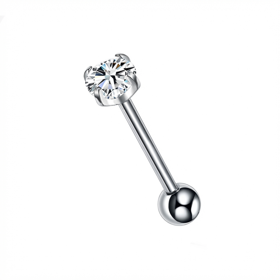 Piercing con zircone rotondo in Titanio F136 - Piercing per lingua
