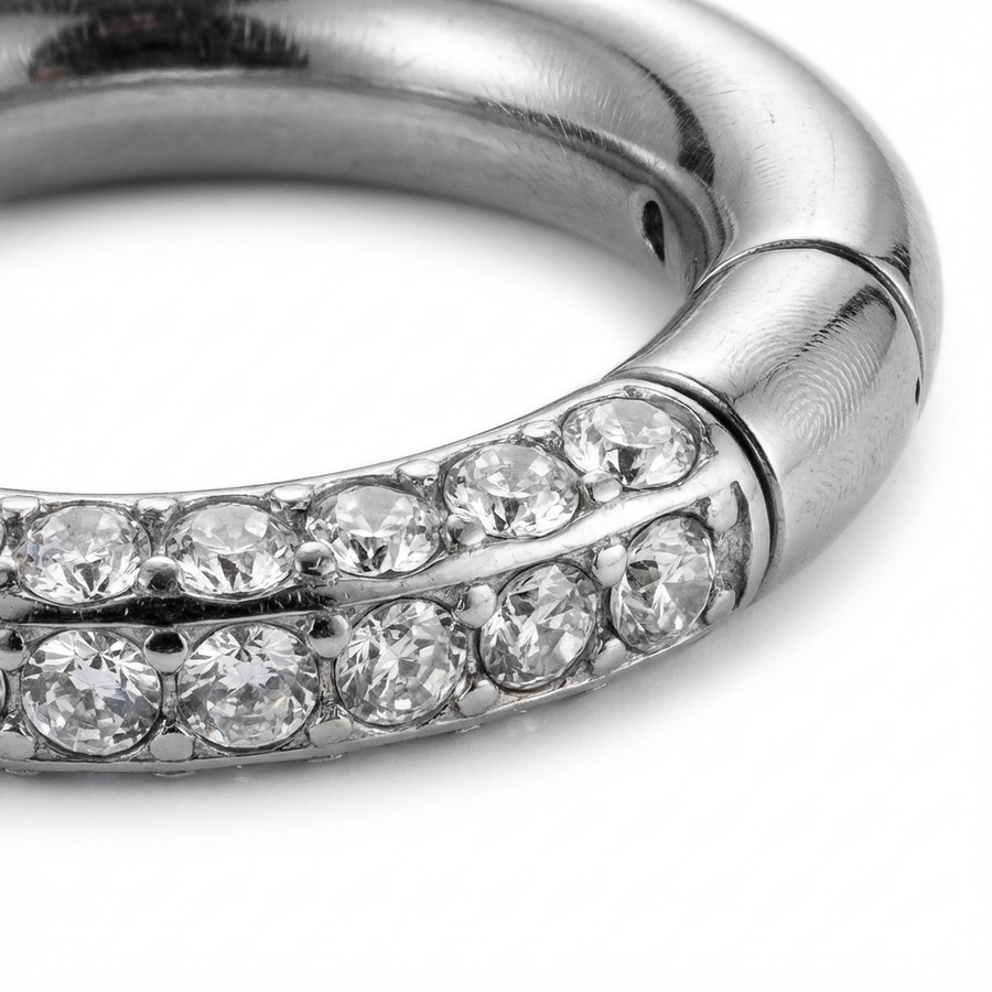Cerchietto con zirconi in Titanio - Piercing per orecchio / naso / labbra