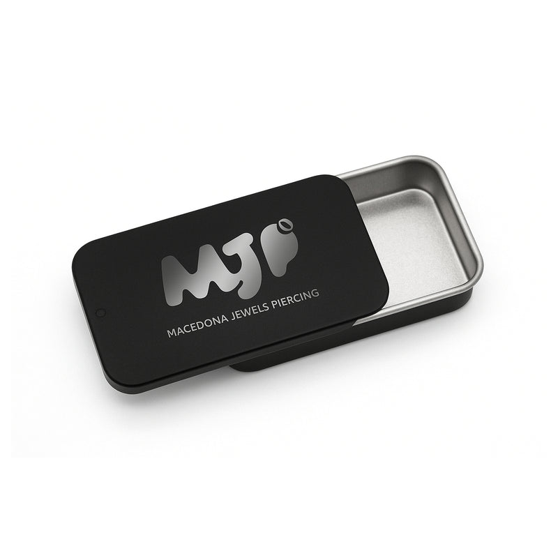 MJP |Scatolina in Metallo Scorrevole nero opaco con logo nero lucido