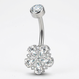 Piercing con fiore di zirconi in Titanio G23 - Piercing per ombelico