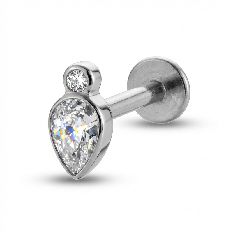 Piercing con zircone in Titanio G23- Piercing per Lobo, helix, forward helix, conch, flat, tragus