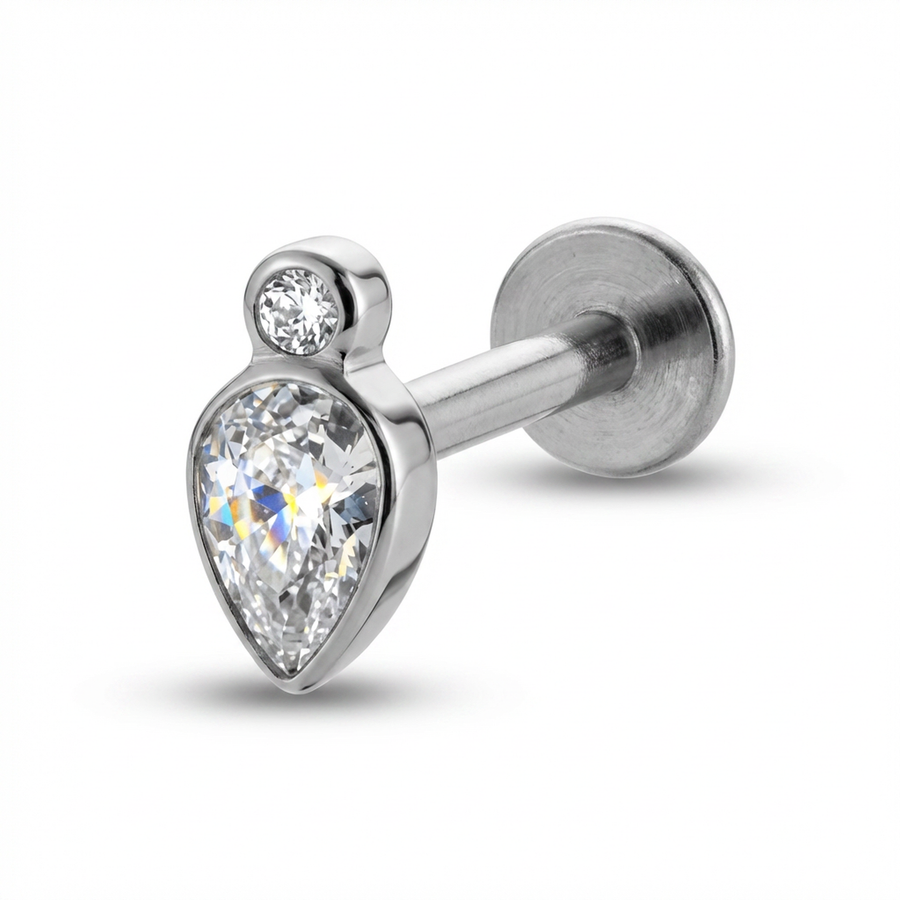 Piercing con zircone in Titanio G23- Piercing per Lobo, helix, forward helix, conch, flat, tragus