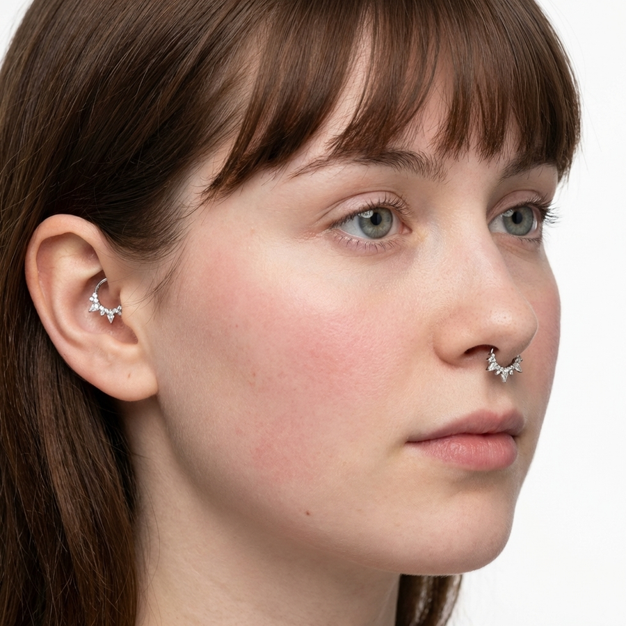 Piercing con zirconi in Titanio G23 - Piercing per Lobo, helix, daith, septum