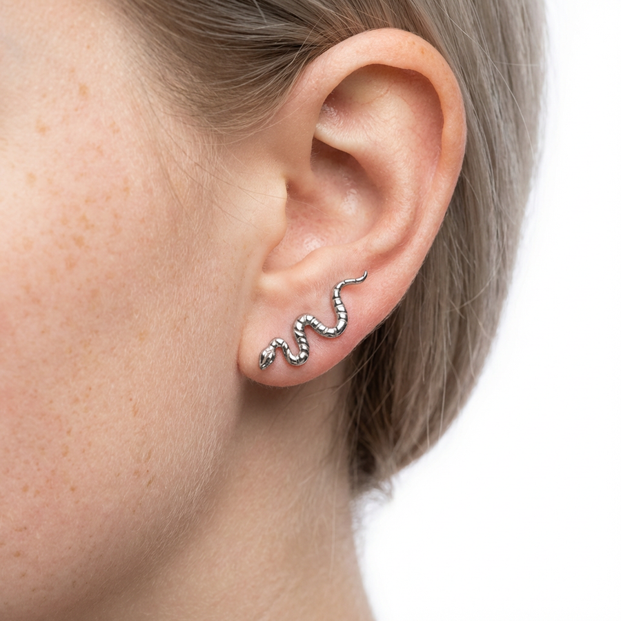 Piercing con serpente in Titanio G23- Piercing per Lobo, helix, forward helix, conch, flat, tragus