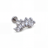 Piercing Corona di 6 Zirconi in Acciaio Chirurgico 316L