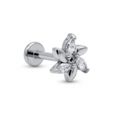 Barretta con Fiore Zirconato in acciaio chirurgico 316L