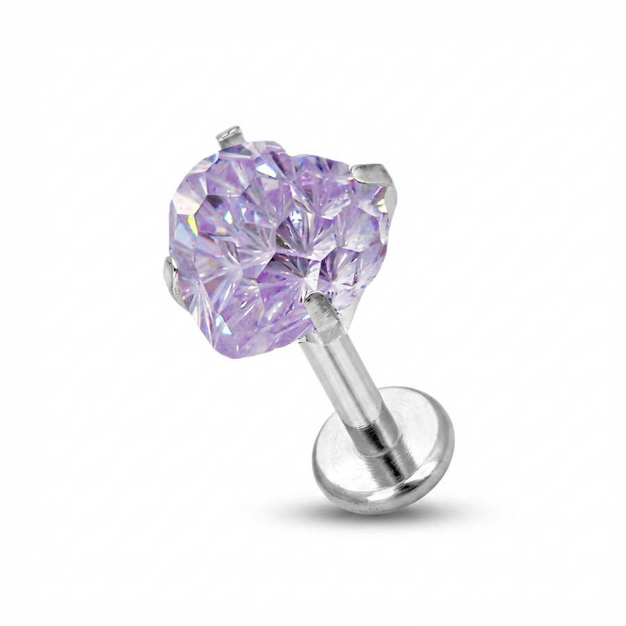 Piercing con cuore di zircone in Titanio G23- Piercing per Lobo, helix, conch, flat