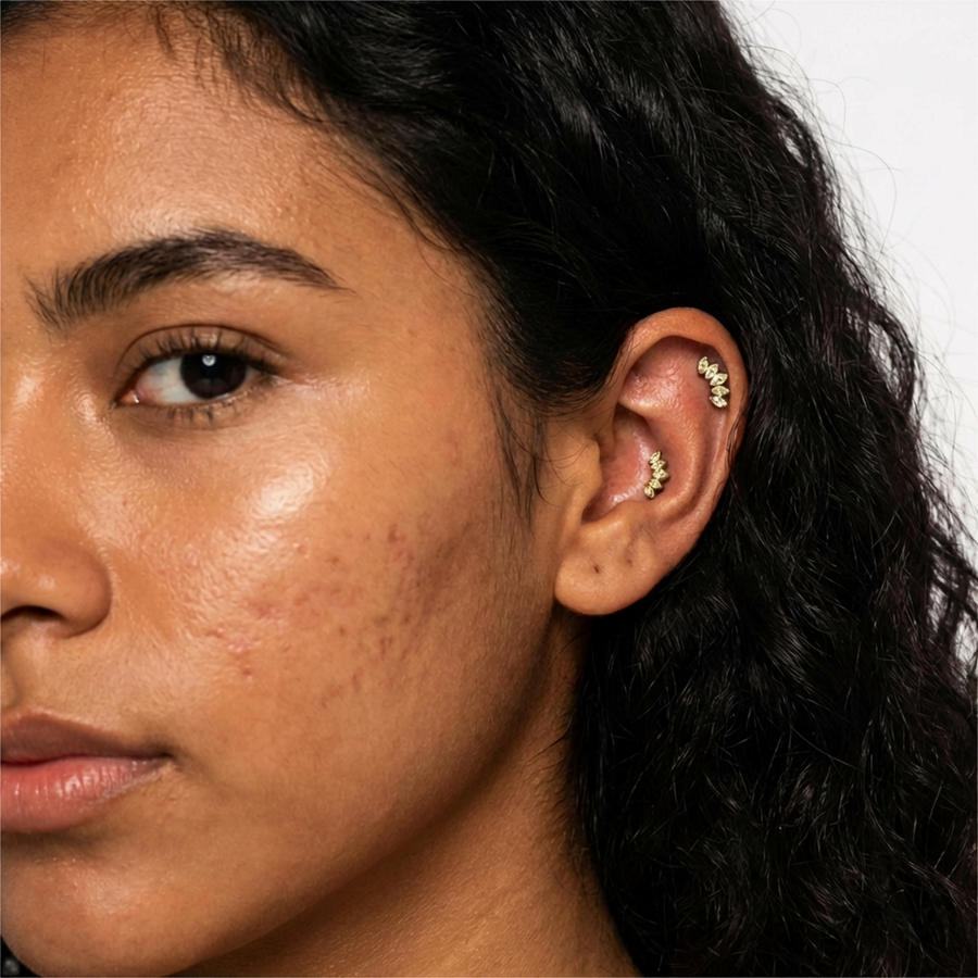Piercing con petali di zirconi in Titanio G23 - Piercing per lobo, helix, forward helix, conch, flat, tragus