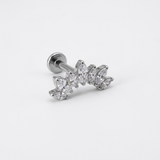 Piercing con arco di zirconi in Titanio F136 - Piercing per lobo, helix, conch, flat, tragus