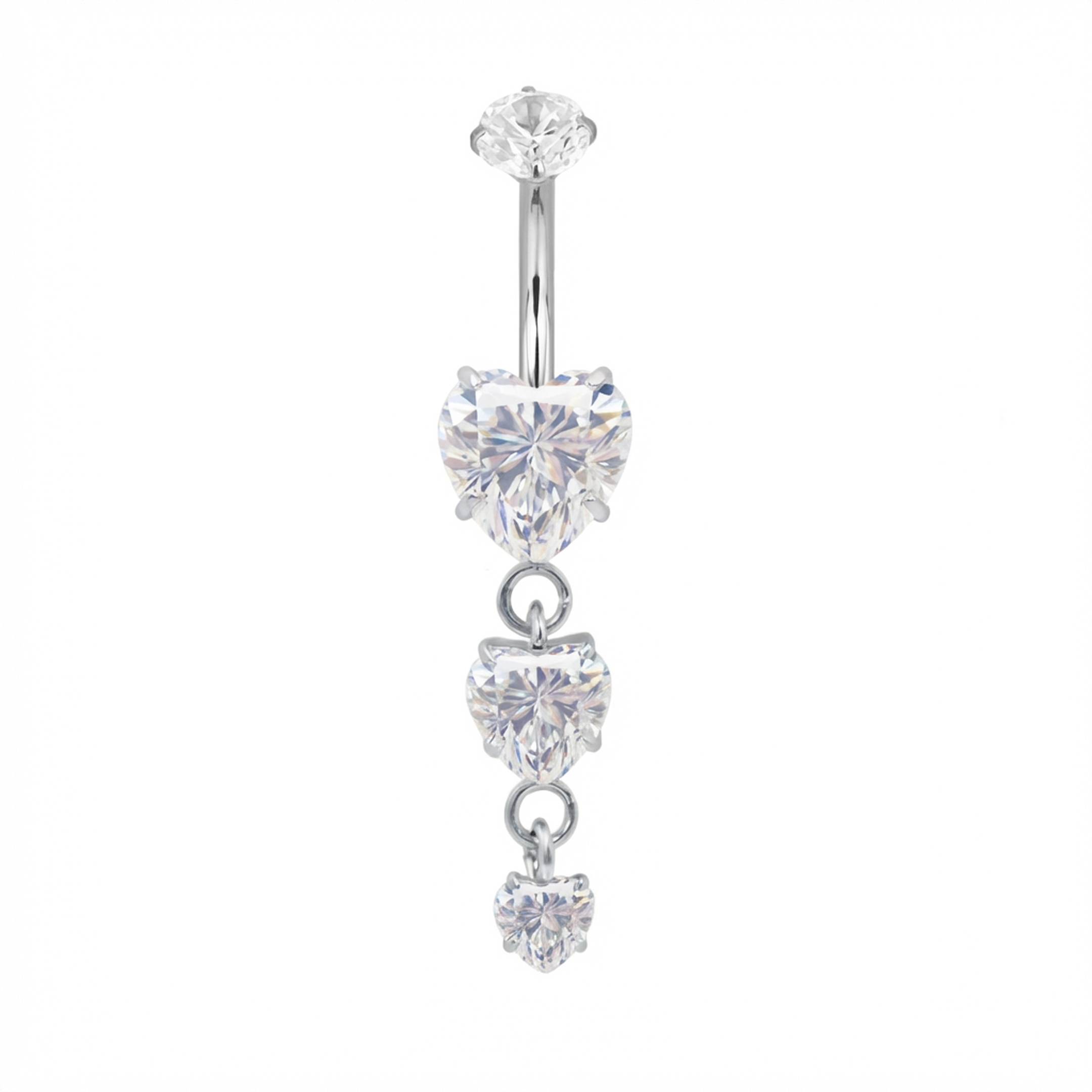 Piercing con zirconi a cuore e pendenti in Titanio G23 - Piercing per ombelico